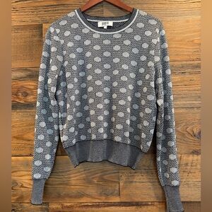 Robert Rodriguez Metallic Silver Polka Dot Lurex Crew Neck Sweater